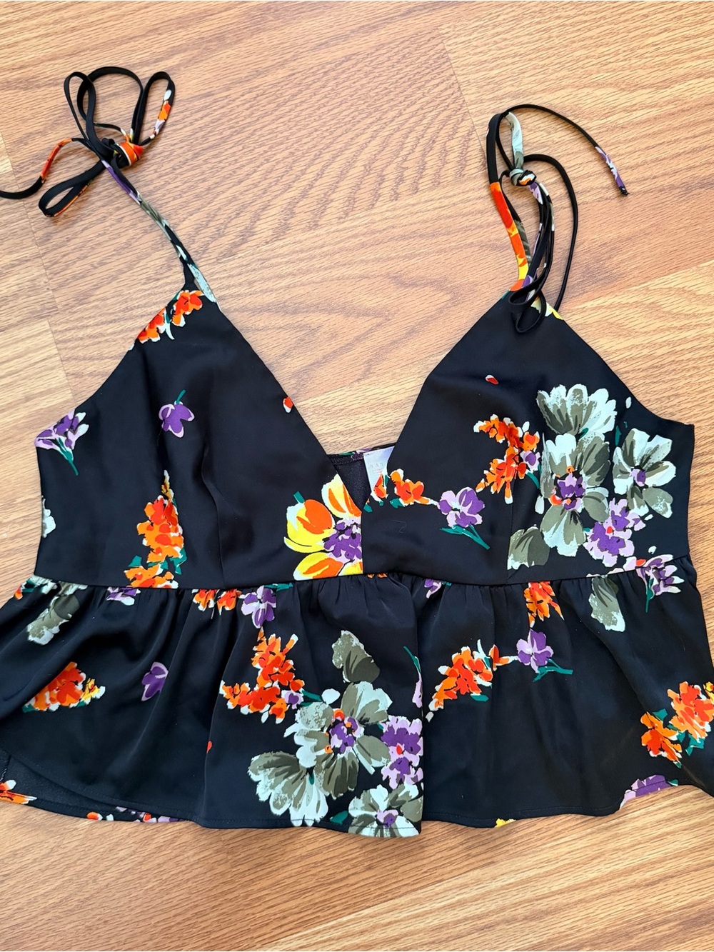 Savage Fenty floral babydoll flowy satin crop top